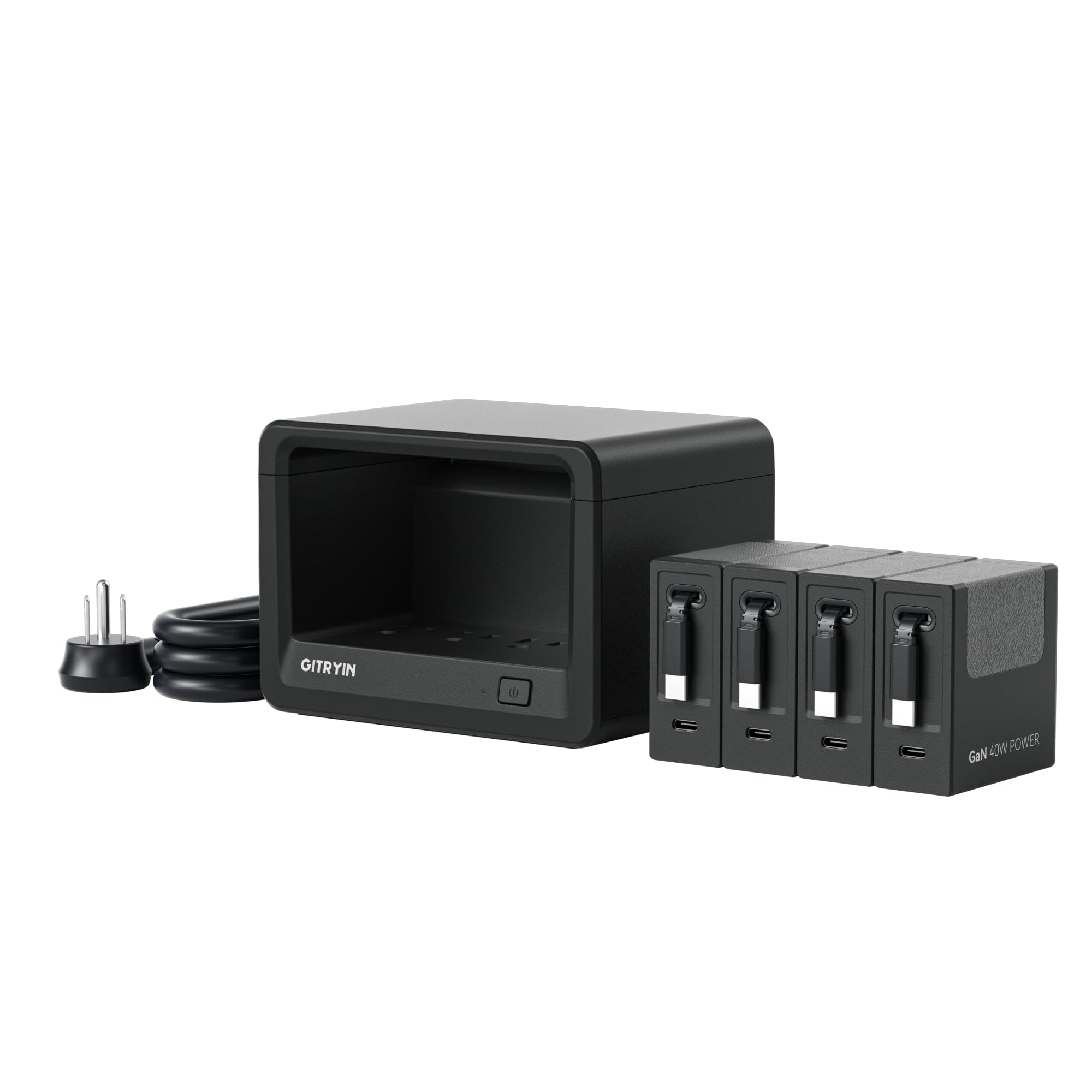 Photo 1 of Gitryin 12-in-1 Desktop Charging Station with 4 Retractable Type-C Wall Chargers, 40W USB-C Power Strip with Flat Plug, Extension Cord with 1020J Surge Protection for Home Office
