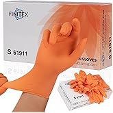 FINITEX Nitrile Disposable Gloves - Orange, 3.5mil, 100PCS, Powder-Free, Latex-Free, Medical & Food Use