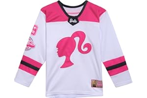 Barbie Girls Mesh Hockey Jersey Long Sleeve T-Shirt Toddler to Big Kid Sizes (2T - 14-16)