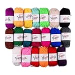 BCMRUN 20 x 25g Skeins Bonbons Yarn Assorted Colors 100% Acrylic for Crochet & Knitting Multi Pack Variety Colored Assortment (20PCS)