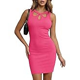 Pink Queen Women's Sleeveless Tank Mini Dress Sexy Bodycon Cutout Cocktail Party Club Ribbed Dresses 2026