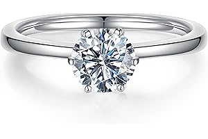 DODIY Moissanite Rings for Women - 1-3ct Round D Color VVS1 Clarity S925 Sterling Silver Lab Created Diamond Engagement Rings 6 Prong Knife Edge Moissanite Solitaire Rings for Women Wife Gifts