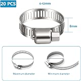 Litensh 304 Stainless Steel Hose Clips 6-12mm, 20PCS Worm Drive Jubilee Clamps view 8