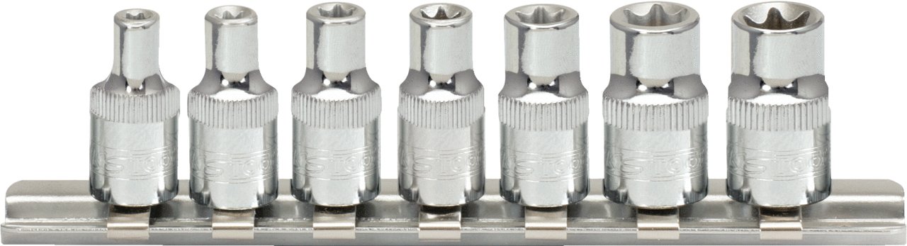 KS Tools 918.4355 E4 - E11 1/4-inch Chrome Plus Tx Socket Set (7 Pieces)
