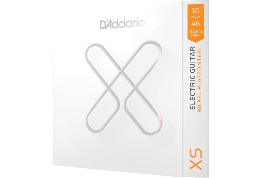 D'Addario Electric Guitar Strings, XS Nickel Coated, XSE1046, Regular Light Gauge 10-46, 6-String Set, Pack of 1