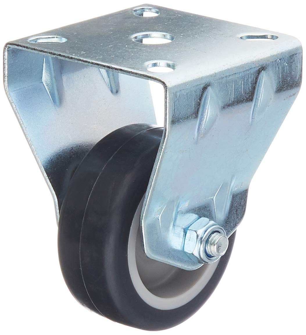 Metafranc Fixed Castor Diameter 50 mm - 55 x 55 mm Plate - Rubber Wheel - Soft Tread - Sliding Bearing - 35 kg Load Capacity/Transport Castor/Furniture Castor/Heavy Duty Castor
