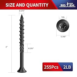 SG TZH #8 x 2 Inch Deck Screws (255Pcs) 2lb. Carbon