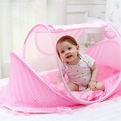 Foldable Baby Travel Bed with Mosquito Net Pink Zimbabwe Ubuy - Main Image
