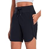 baleaf Women's 7" Athletic Long Running Shorts Workout Gym Quick Dry Hiking Shorts High Waisted Zipper Pocket