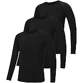 EoBeKee Boys Compression Shirt Long Sleeve, 3 Pack Kids Baseball Athletic Undershirt, Youth Quick Dry Base Layer for Football