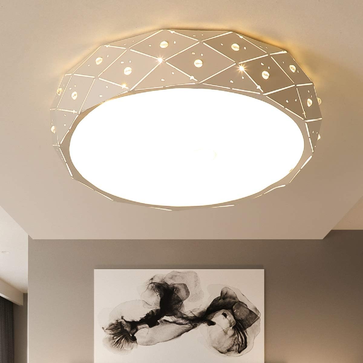 YOHOUHOU LED Flush Mount Ceiling Light for Bedroom Living Room Indoor Lights 12inch 18 Inch Hall Lighting Fixture 3 Colors Dimmable LED Ceiling Light (12inch)