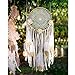 AerWo Boho Dream Catchers Handmade White Gold Feather Dreamcatchers with Flowers for Wall Hanging Decoration, Wedding Decoration Craft (Dia 7.8" Length 20") primary