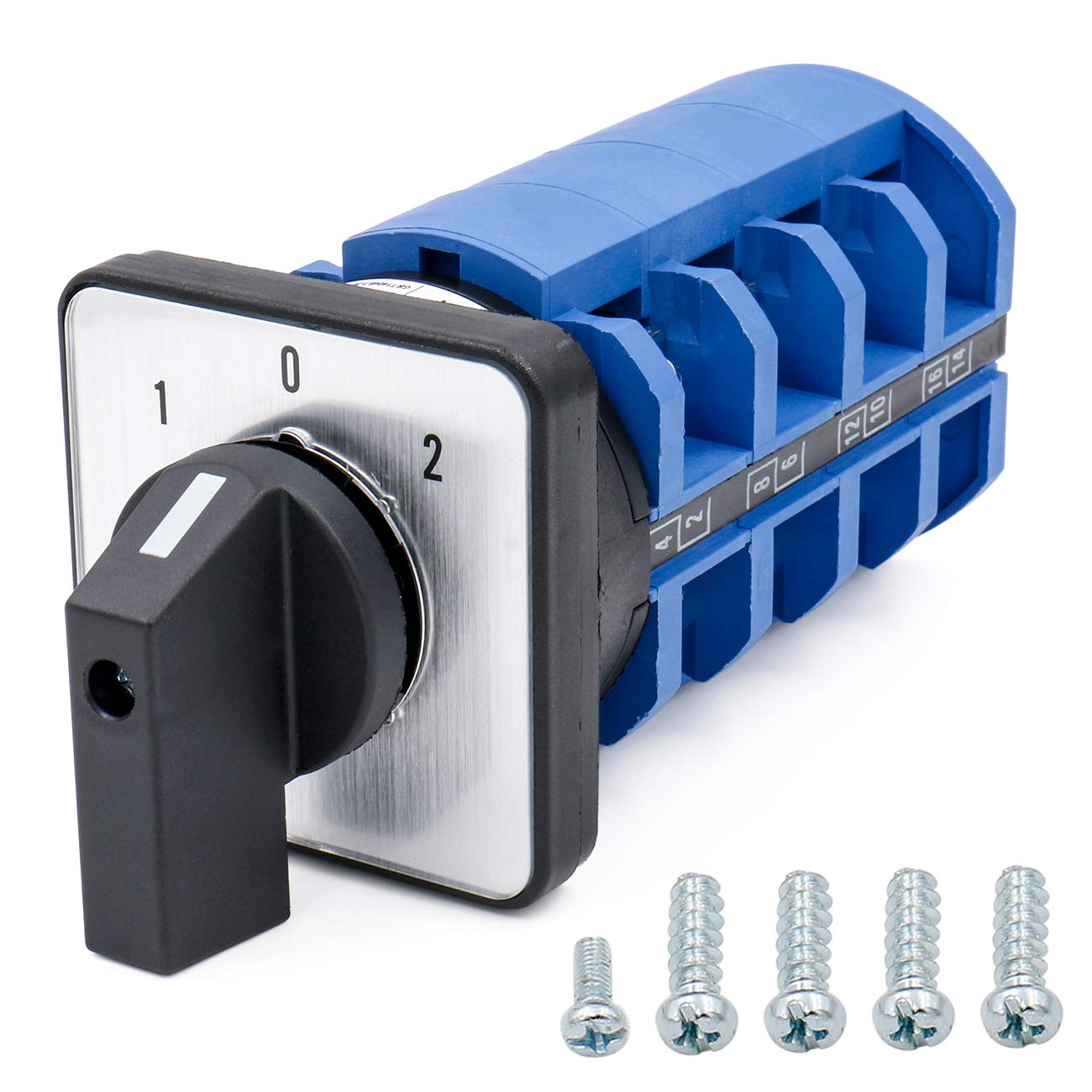 Heschen Universal Rotary Cam Selector Changeover Switch SZW26-63/D404.4 660V 63A ON-OFF-ON 3 Position 4 Phase 16 Terminals,Suitable For Manually Switching AC Circuits