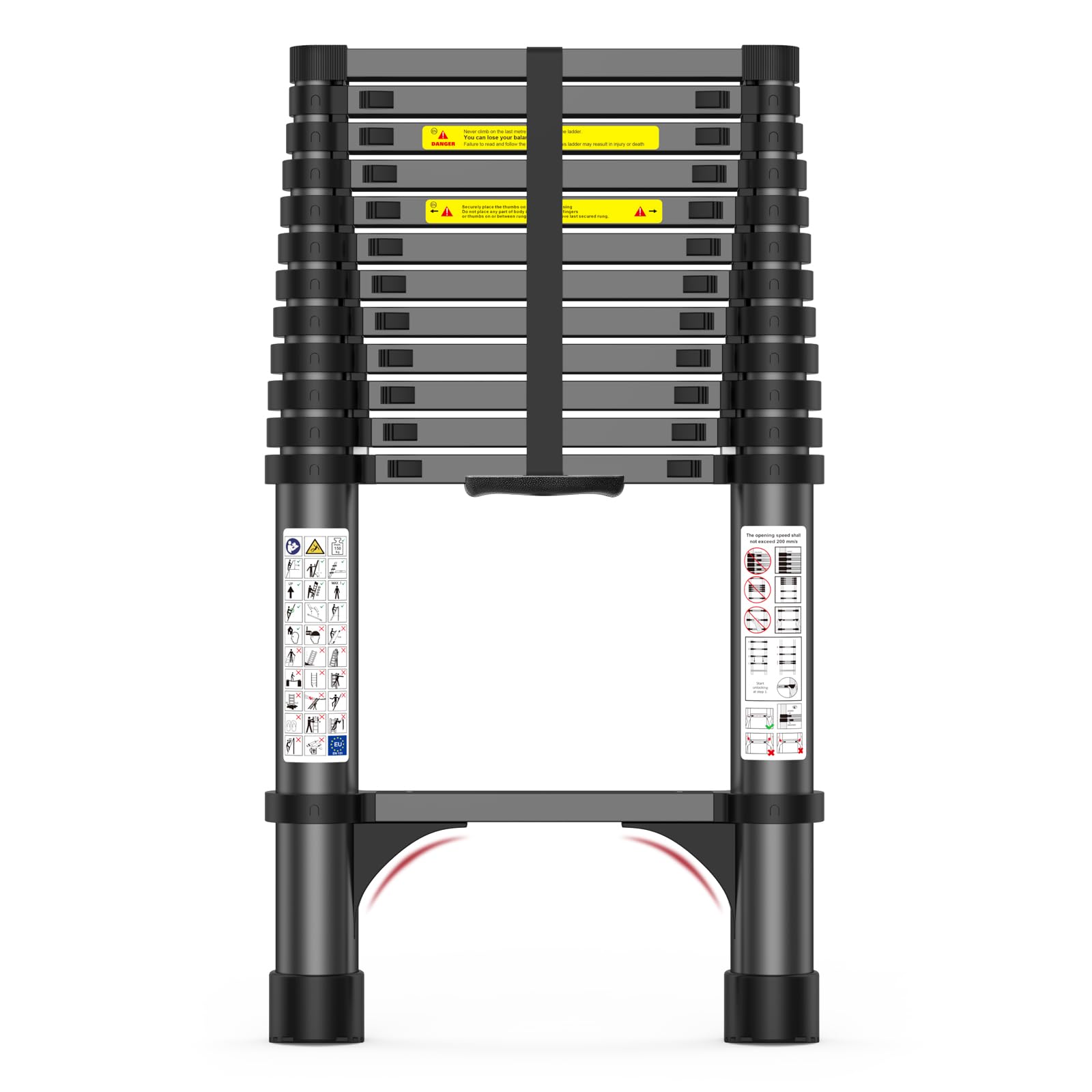 Photo 1 of 12.5FT Telescoping Ladder, 330lb Capacity Aluminum Heavy-Duty Extension Ladder with Anti-Slip Steps for Secure Attic Access, Roof, and Home Renovation Projects