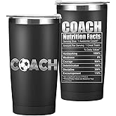 CFGBFDGH Coach Gifts Tumbler, 20oz Black Stainless Steel Insulated Coffee Tumbler with Lid, Soccer Ball Tumblers, Soccer Gifts for Men Boyfriend Coach, Him, Sports Coaches Christmas Birthday Gift