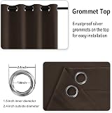 DWCN Brown Blackout Curtains 90x90 Inch 2 Panels with Tiebacks, Thermal view 3