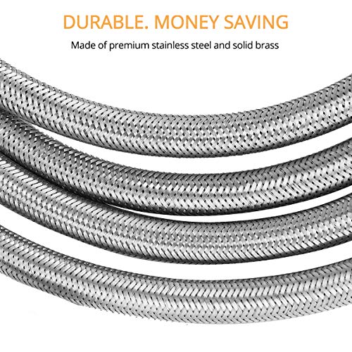 GASLAND Propane Hose with Gauge, 6ft Stainless Steel Braided Gas Line