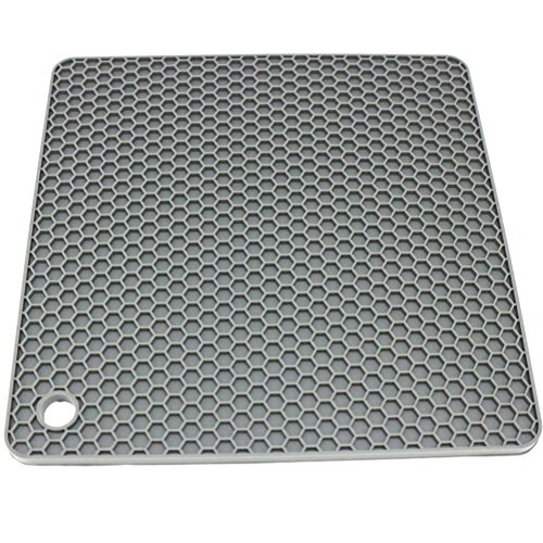 Lucky Plus Silicone Rubber Trivet Mat for Hot Pan and Pot Hot Pads Counter Mat Heat Resistant Tablemat or Placemats 4 Pack,Size:7.5x7.5 Inch, Color: Gray,Shape:Square - Thumbnail 2