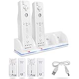 4-in-1 Charging Station for Wii&Wii U Remote Controller,Charger with 4 Rechargeable Battery Packs (4 Port Charging Station+4 