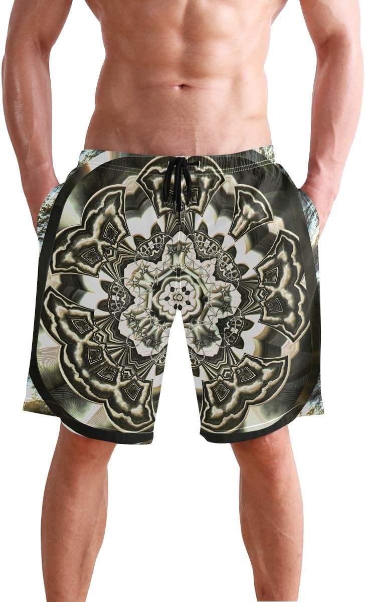 Loveful Personalized 3D Effect-Abstract Fractal Graphics Mens Printed Short Swim Trunks Board Shorts Quick Dry, S