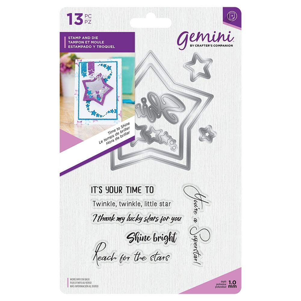 Gemini Stamp & Die Set-Time to Shine, Silver, One Size
