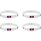 LLBFHH 4 Pcs Haiti Haitian Country Flag Rubber Bracelets, National Flag Silicone Bracelet, Rubber Wristbands Patriotic Decorations Gift.