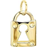 forme di Lucchetta - Gold PadLock Old Style Pendant | 14 Karat Yellow Lock, Womens 14k Charms for Necklaces up to 4mm, Authentic Fine Jewelry from Italy for Mother's Day