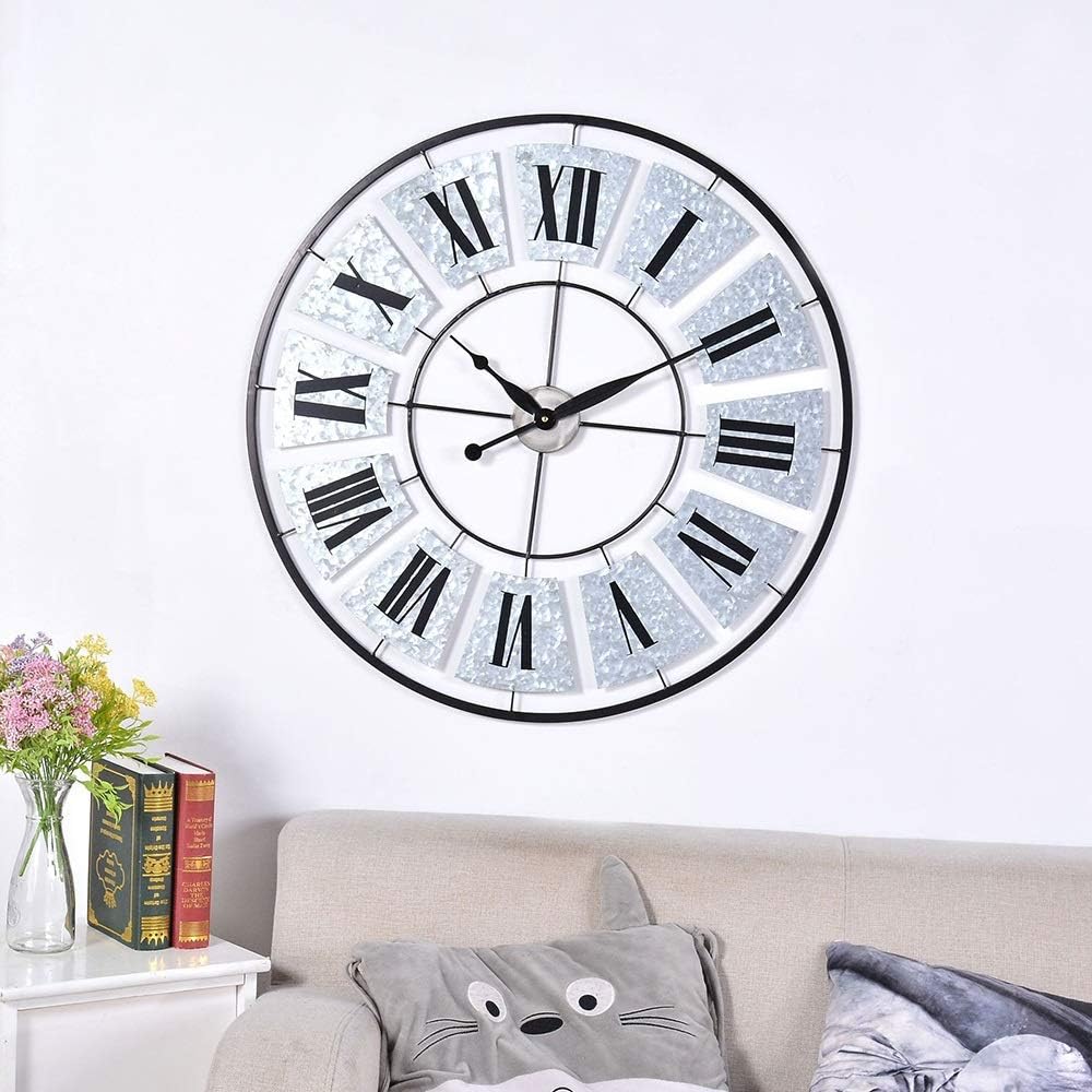 Amazoncom Ffzhushengmy Clock 78cm Black Metal Wrought Iron Round Amazoncom Ffzhushengmy Clock 78cm Black Metal Wrought Iron Round