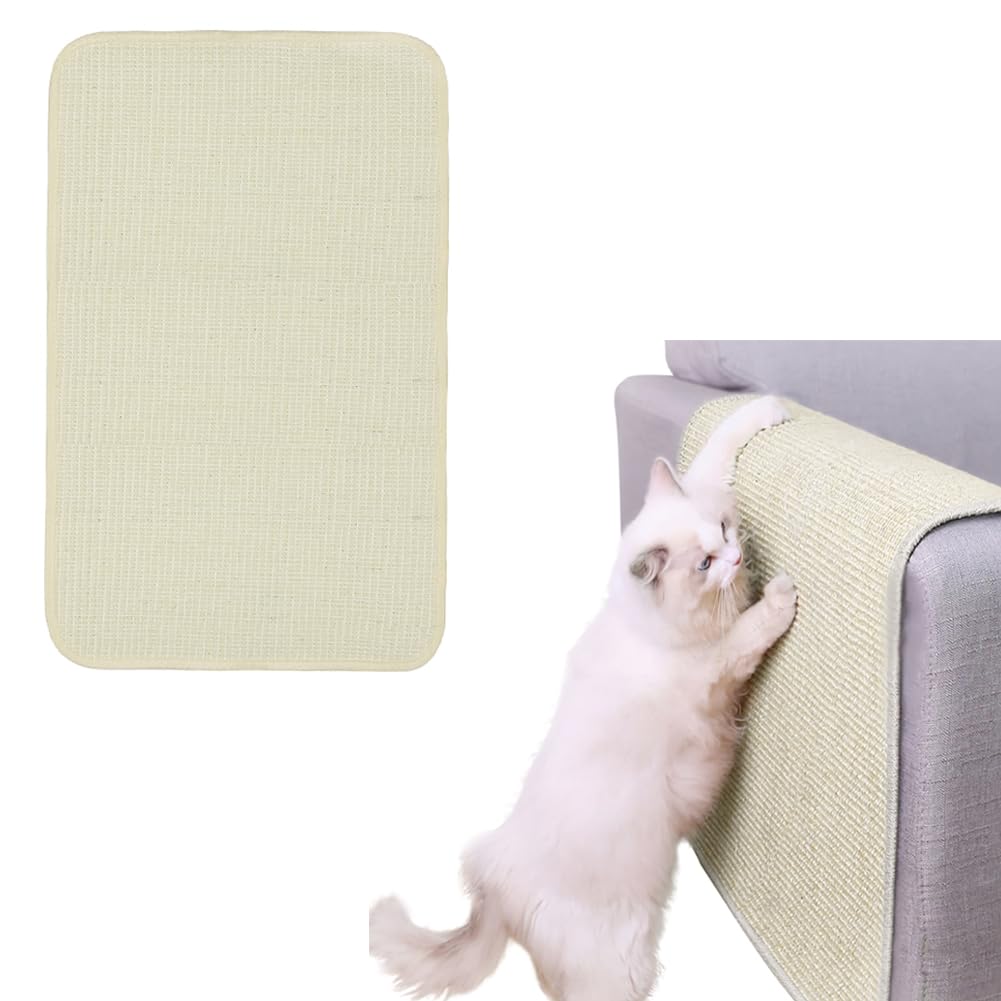 Natural Sisal Cat Scratching Mat & Board - Anti-Slip Cat Scratch Pad for Living Room Floor & Wall, Protects Furniture & Carpets - Size 30 x 40cm & 40 x 60cm