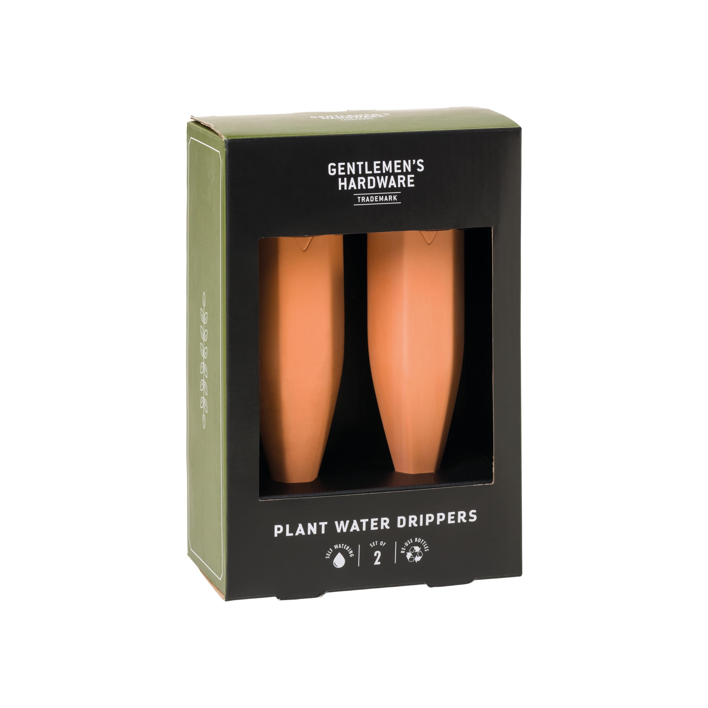 Gentlemen's Hardware Ceramic Watering Spikes for Indoor or Outdoor Plants Self-Watering Stakes Water Feeders, 2-Piece, Terracotta