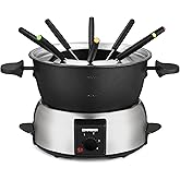 Electric Fondue Pot Set,2-Quart 1000-Watt Non-Stick Fondue Maker with Temperature Control,8 Forks,Perfect for Chocolate, Cheese, Caramel