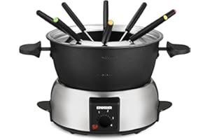 Electric Fondue Pot Set,2-Quart 1000-Watt Non-Stick Fondue Maker with Temperature Control,8 Forks,Perfect for Chocolate, Chee
