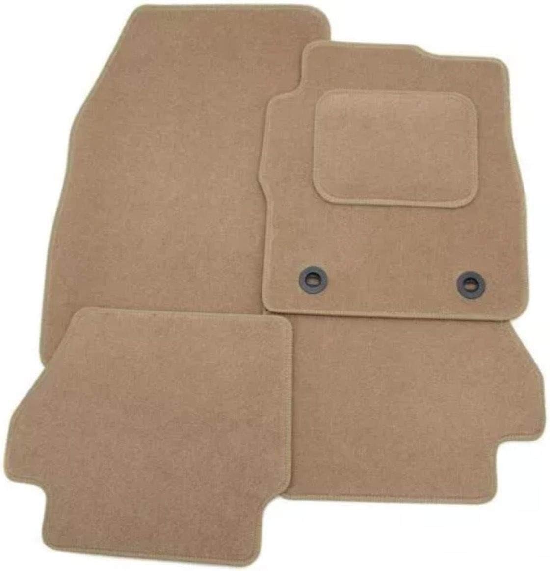 Fully Tailor Made Beige Car Mat Set to Fit Your Car Beige Carpet Velour Finish with Black/Grey Twist Trim Car Mat Set