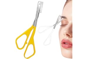 APRYEW Eyebrow Trimmer Scissor with Comb, 2026 New Eyebrow Scissors for Women, Stainless Steel Precision Eyebrow Cutter Hair Removal Makeup Tool for Women and Men (Yellow)
