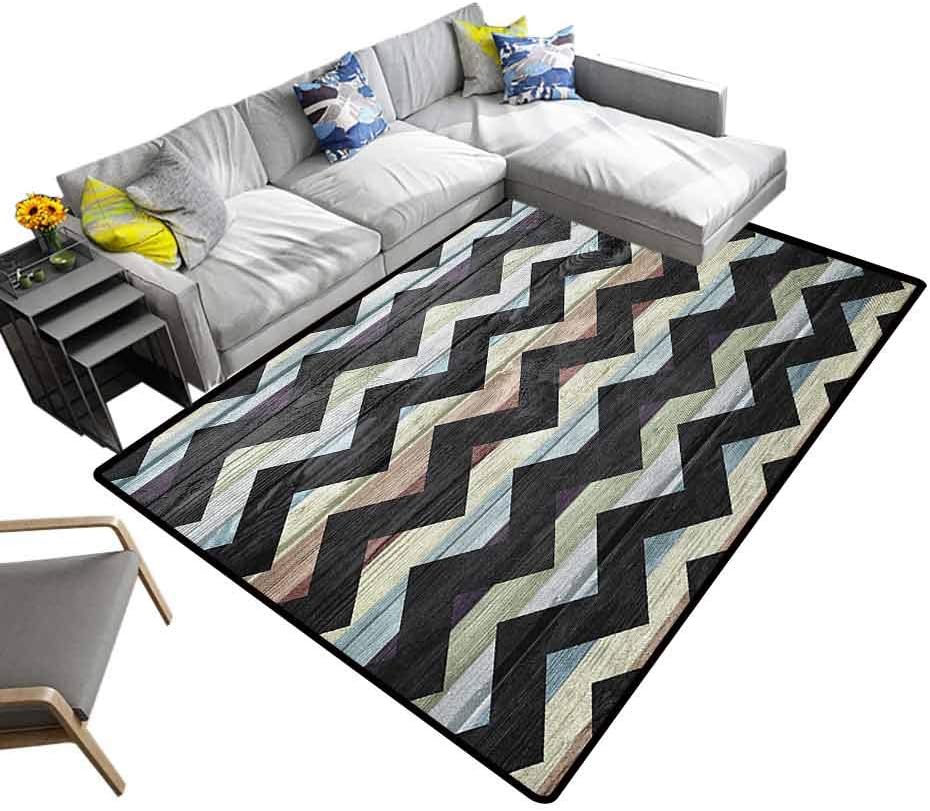 Printed Area Rug Geometric, Ultra Soft, Luxury Carpet Retro Art Print Vintage Wooden