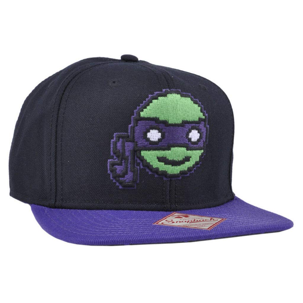 BW New Ninja Turtles TMNT Pixel Donatello Black Snapback Cap Hat Adjustable Adult Sz Flat Bill