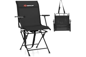Goplus Hunting Chair, 360° Swivel Folding Hunting Blind Chair with Carrying Strap, 330LBS Capacity, Portable Deer Hunting Stool, Silent Ground Dove Hunting Chair, No Assembly