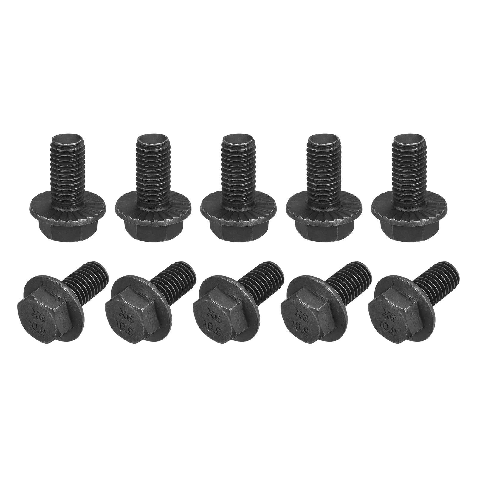 Photo 1 of uxcell M10-1.5x20mm Hex Serrated Flange Bolts 10.9 Grade Carbon Steel Screws 10pcs