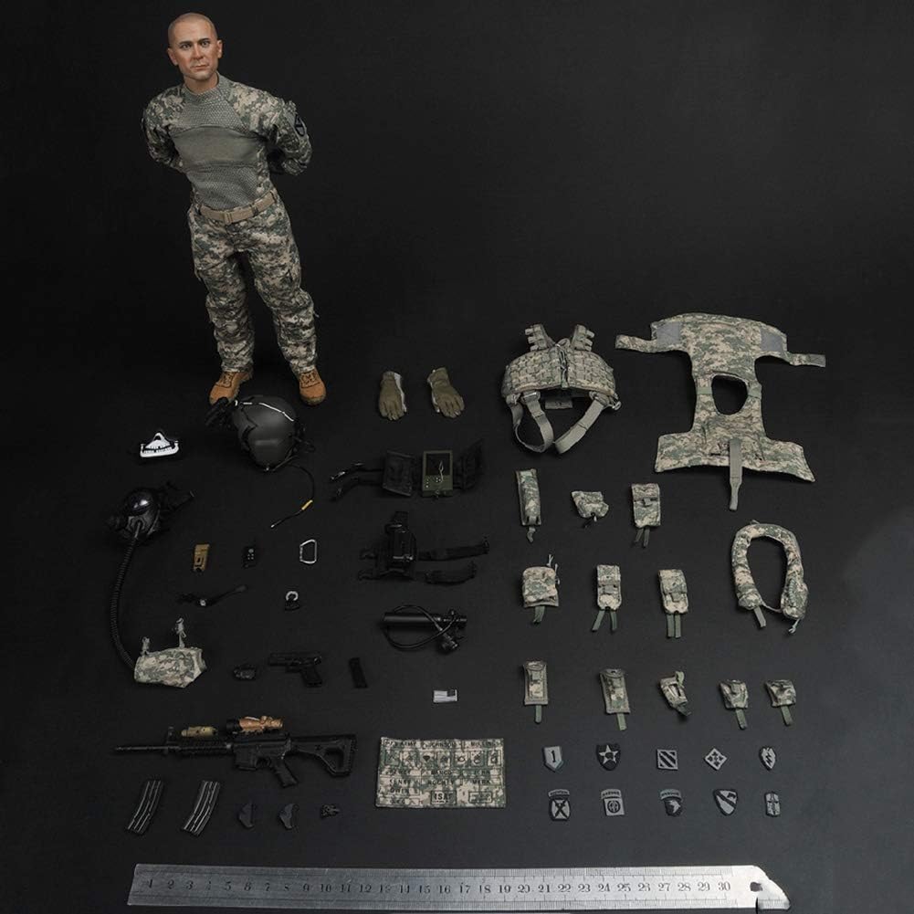 1/6 Scale Male Action Figure Set US Army Aviation Pilot Figure Doll Full Set for Art Works, Drawings, Photography, DIY, Or Just Simple Collection
