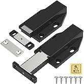 Touch Latch Jiayi Heavy Duty Push Open Cabinet Hardware Magnetic Push Spring Latch for Large Door Release Latch Pop up Hidden Door Catch Cabinet Magnets Push Close for Cupboard Drawer (Black, 2 Pack)