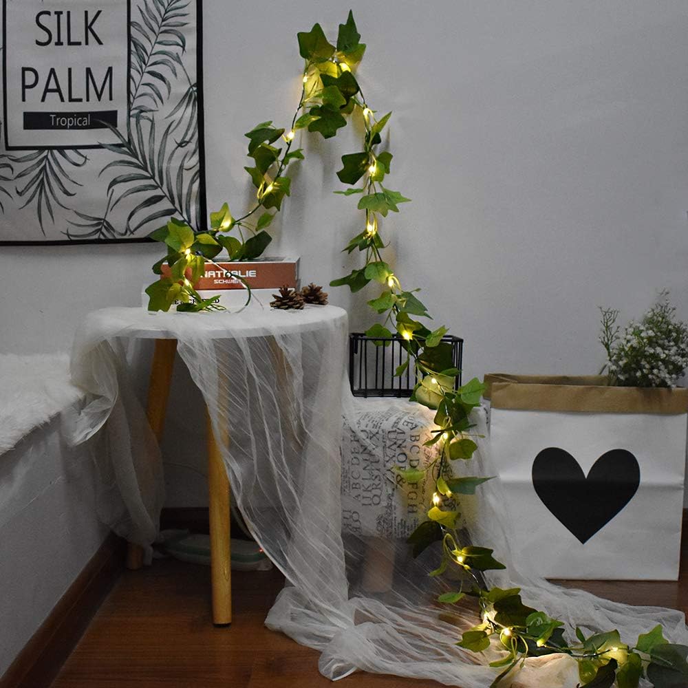 buywin Ivy Vine Fairy String Lights, Artificial Leaves Garland Light Strings - Image 3