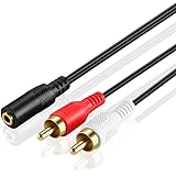 3.5mm to RCA Stereo Audio Cable Adapter - 3.5mm Female to Stereo RCA Male Bi-Directional AUX Auxiliary Male Headphone Jack Plug Y Splitter to Left / Right 2RCA Male Connector Plug Wire Cord