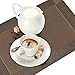 Prunend Heat-resistant Placemats Stain Resistant Anti-skid Washable PVC Table Mats Woven Vinyl Placemats, Set of 6 (brown)