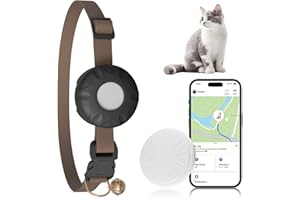 ZITTZ Cat Tracker Collar, No Monthly Fee Pet Tracker for Cat (iOS Only), Pet Location Tracker with Safety Elastic Buckle, Air Tracker Tag Included, Only Support Apple Find My App (Brown)