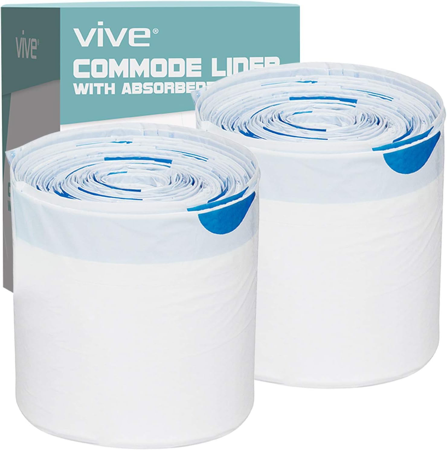 Vive 48 Pack of Commode Liners with Absorbent Pad - Disposable Replacement Bag - Fits Standard Adult Bariatric Bedside Commode Pail and Folding, Portable Toilet Chair - Absorbing Sheet Aid - Universal: Health & Personal Care