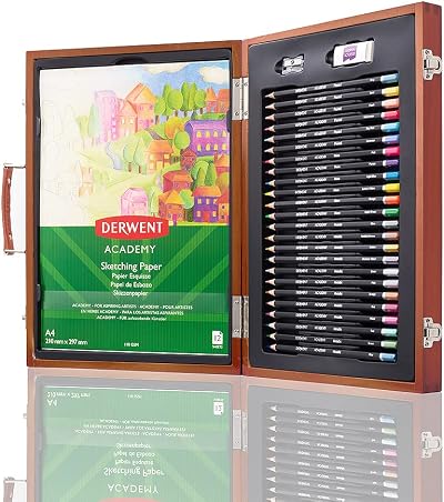 Derwent Academy Trend Colour Wooden Gift Box 27 Piece Art Set