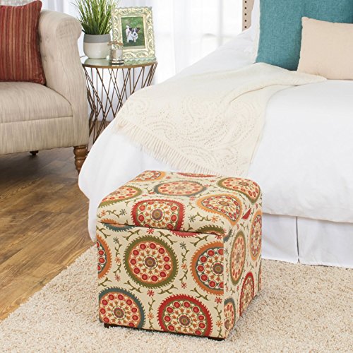 HomePop Square Upholstered Storage Ottoman with Removable Top 17.50" x 17.50" x 17.50" Suzani