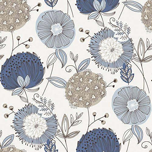 Eco Wallpaper WV5653 Navy Modern Floral Wallpaper