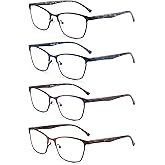HIYANJN 4 Pack Reading Glasses For Women Men Blue Light Blocking Metal Stainless Frame Eyeglasses Computer Spring Hinger Readers 2.75