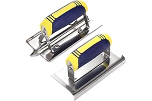 Peohud 2 Pieces Concrete Tool Set, 6" x 3" Stainless Steel Concrete Edger and Groover Trowel, Masonry Cement Finishing Kit fo